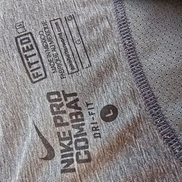 Nike Pro Combat T Shirt Mens Large Gray Fitted Dri Fit Athletic Training Tee Gym - Picture 7 of 9